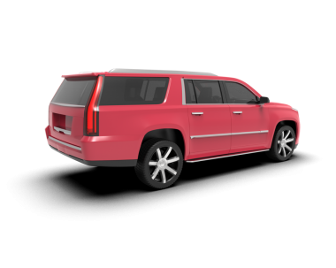 Pembe araba beyaz arka planda izole edilmiş. 3d oluşturma.