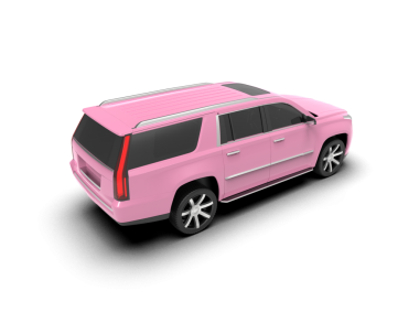 Beyaz bir arka plan üzerinde pembe araba.