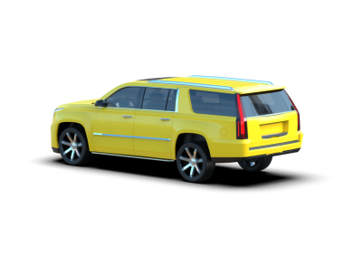 Sarı lüks SUV siyah arka planda izole edildi