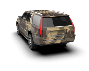 Stüdyoda beyaz izole edilmiş bir arkaplanda 3 boyutlu bir SUV görüntüsü.