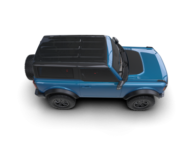 Modern siyah çatılı mavi SUV