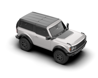 Siyah arka planda izole edilmiş beyaz bir SUV 'un 3 boyutlu görüntüsü