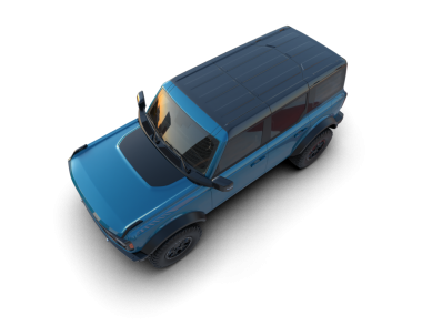 Siyah izole edilmiş arka planda, karanlık bir stüdyoda mavi bir arabanın 3 boyutlu görüntüsü.