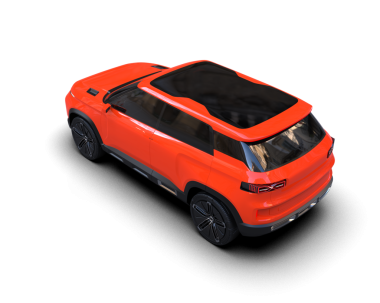 Siyah arka planda arka camı olan kırmızı modern spor araba.