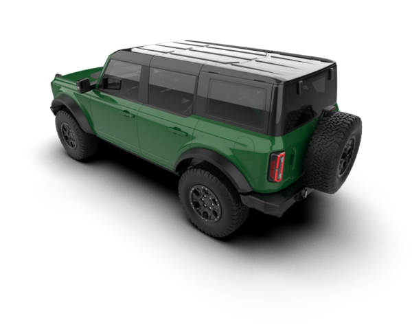 Yeşil cip beyaz arka planda izole edildi. 3d görüntüleme - resimleme