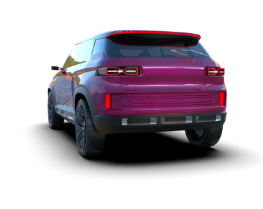 Beyaz arkaplandaki bir arabanın 3 boyutlu görüntüsü