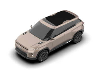 Beyaz arka planda elektrikli bir arabanın 3 boyutlu canlandırması