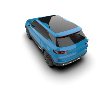 Siyah arka planda bir araba. 3d oluşturma.