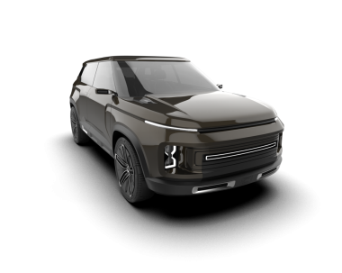 Siyah arka planda modern bir araba. 3d - oluşturuluyor