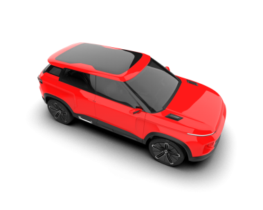 Modern araba arka planda izole edilmiş. 3D görüntüleme - illüstrasyon