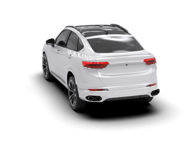 Modern araba beyaz arka planda izole edilmiş. 3d oluşturma