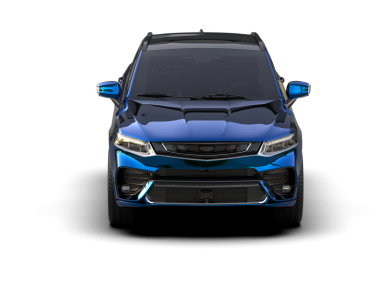 Modern mavi şehir arabası. 3d oluşturma