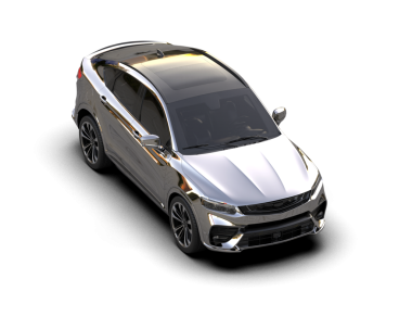 Modern araba arka planda izole edilmiş. 3D görüntüleme - illüstrasyon