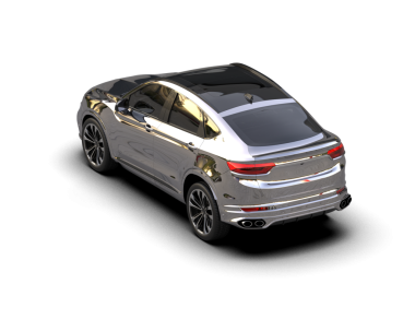 Beyaz arka planda modern bir araba. 3d oluşturma