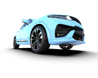 Mavi modern araba siyah arka planda izole edilmiş. 3d illüstrasyon.