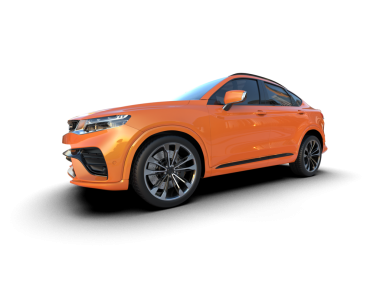 Arka planda modern bir araba. 3D görüntüleme - illüstrasyon