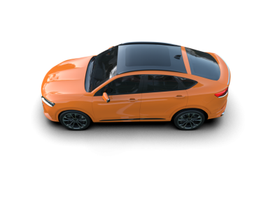 turuncu modern araba beyaz arka planda izole