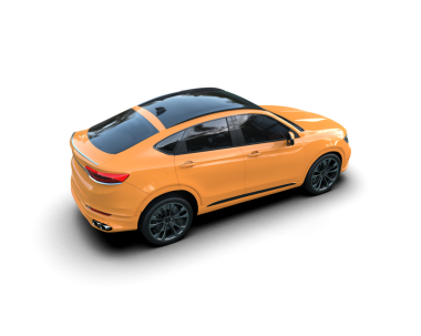 Beyaz arka planda bir araba. 3d oluşturma