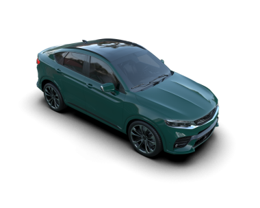 Modern araba arka planda izole edilmiş. 3D görüntüleme - illüstrasyon