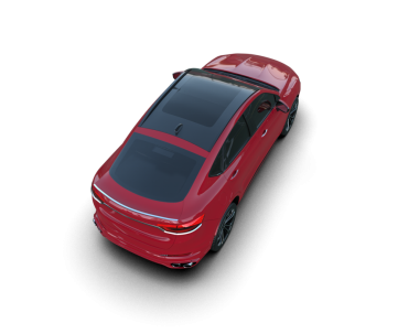 Siyah arka planda kırmızı araba. 3d oluşturma.