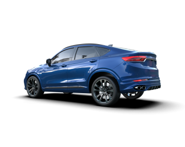 beyaz arkaplanda modern mavi araba