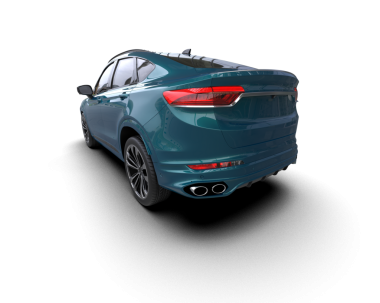 Modern araba arka planda izole edilmiş. 3D görüntüleme - illüstrasyon