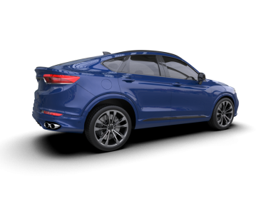 Modern SUV arabası. Ön manzara. 3d oluşturma