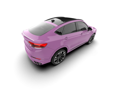 Beyaz arka planda pembe modern araba. 3d oluşturma