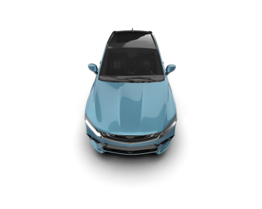 mavi araba gri arka planda izole edildi. 3 boyutlu görüntüleme