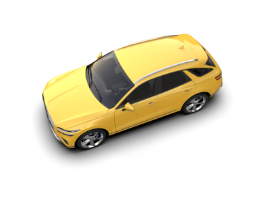 Beyaz arkaplanda izole edilmiş bir arabanın 3 boyutlu görüntüsü