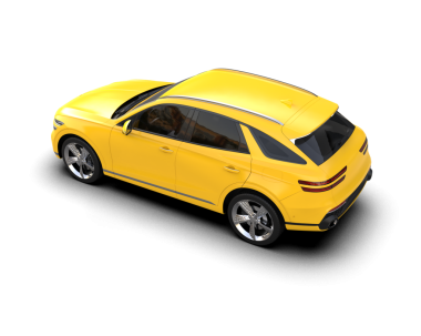 Beyaz arka planda sarı lüks araba