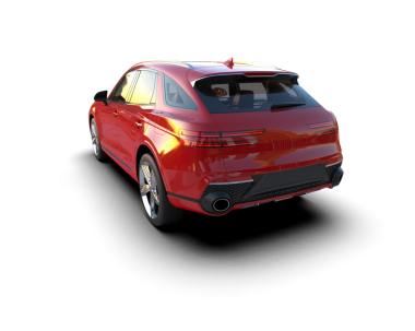 Beyaz arka planda modern bir araba. 3d oluşturma