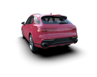 Pembe araba beyaz arka planda izole edildi. 3 boyutlu görüntüleme