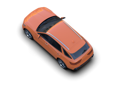 Beyaz arka planda izole edilmiş 3 boyutlu araba çizimi.