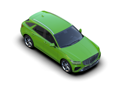 Bir markanın 3 boyutlu çizimi - daha az yeşil bir konsept araba beyaz bir arabada izole edilmiş