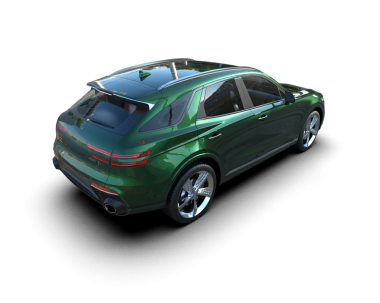 Siyah arka planda, gölgeli yeşil araba