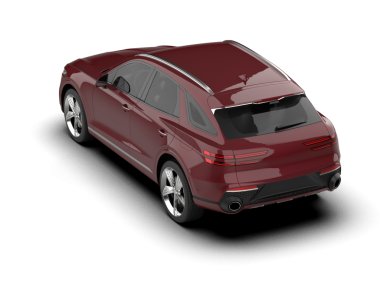 Beyaz izole edilmiş bir arkaplanda 3 boyutlu bir araba görüntüsü