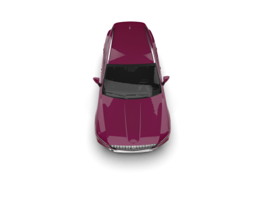 araba beyaz üzerinde izole, üst görünüm 3 boyutlu illüstrasyon