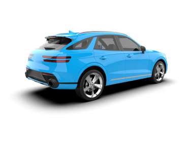 mavi modern araba 3 boyutlu izole edilmiş.
