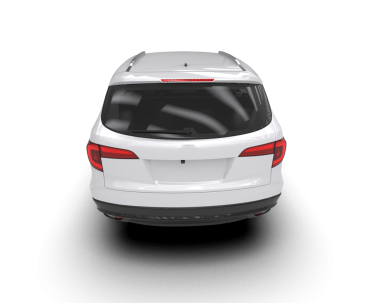 Beyaz arka planda gerçekçi bir araba. 3d oluşturma