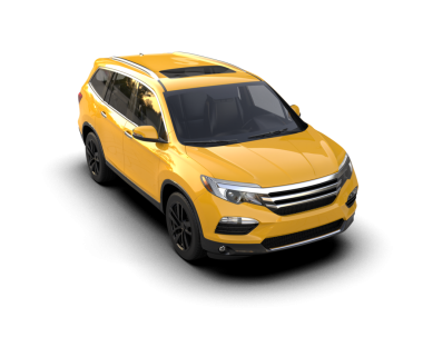 Beyaz arkaplandaki bir arabanın 3 boyutlu görüntüsü