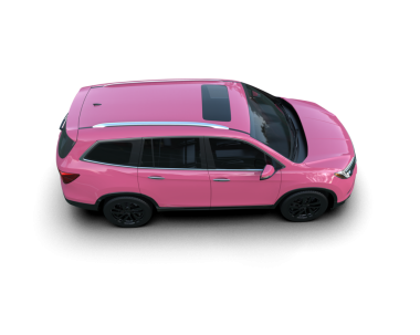 pembe modern araba beyazda izole edilmiş.