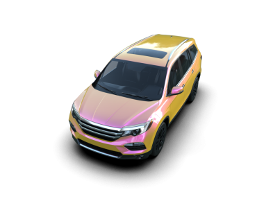 Beyaz arka planda modern bir araba. 3D görüntüleme - illüstrasyon