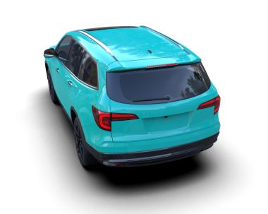 Gri arka planda modern küçük bir araba. 3d oluşturma