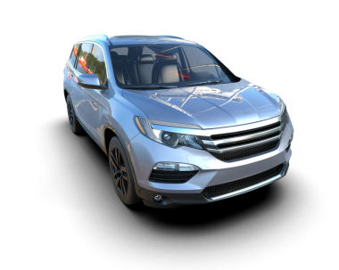 Beyaz arka planda bir araba. 3d oluşturma