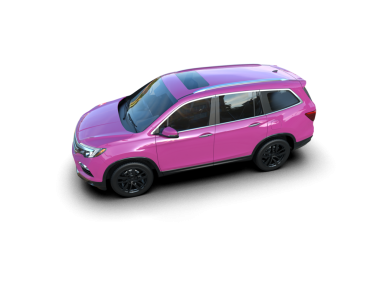 Beyaz arka planda izole edilmiş modern pembe araba. 3d illüstrasyon