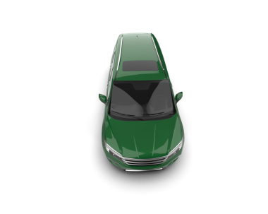 Siyah arka planda yeşil bir araba. yan görünüm