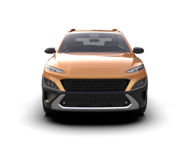 Önde gerçekçi bir SUV arabası var. 3D görüntüleme - illüstrasyon