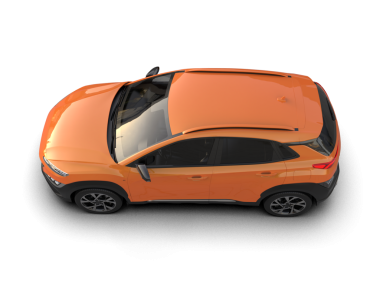 turuncu SUV arabası beyaz arka planda izole edildi. 3 boyutlu görüntüleme