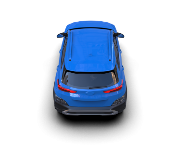 Modern mavi elektrikli araba beyaz arka planda izole edilmiş. 3d oluşturma